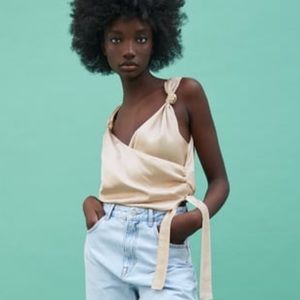 Zara Satin Effect Wrap Top